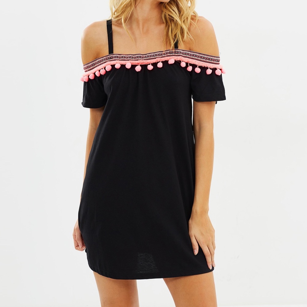 Sass Ada Pom Pom Trim Dress